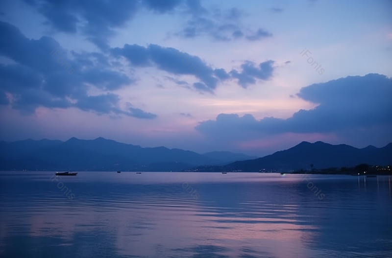 傍晚夕阳湖面风景,高清,摄影图,摄影图片,图片大全,摄影图免费下载